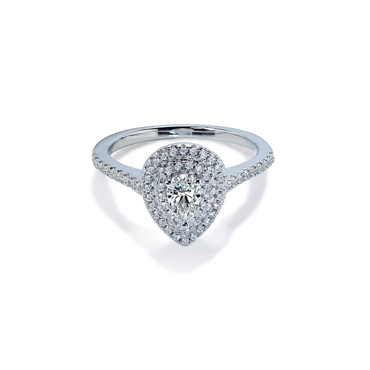 Oxford Dobbelt Halo Pear Ring - 48