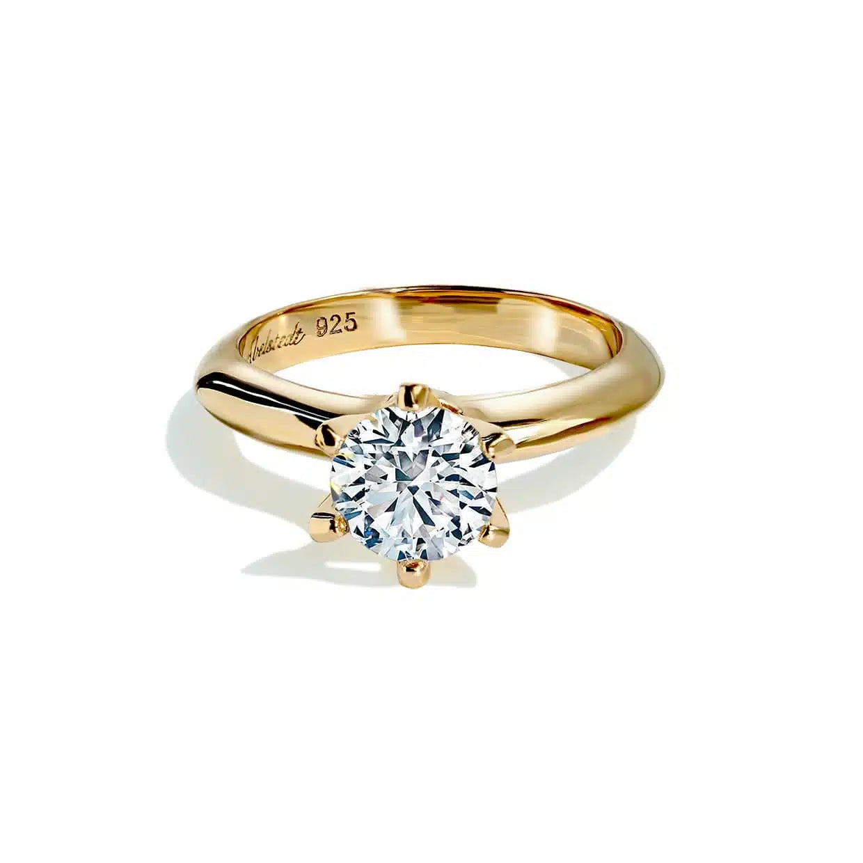 Oxford 6 Fatninger Solitaire Ring I Forgyldt Sterlingsølv - 48
