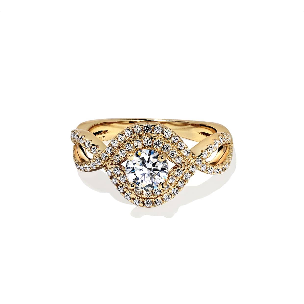 Oxford Dobbelt Halo Ring Med Sten Forgyldt - 48