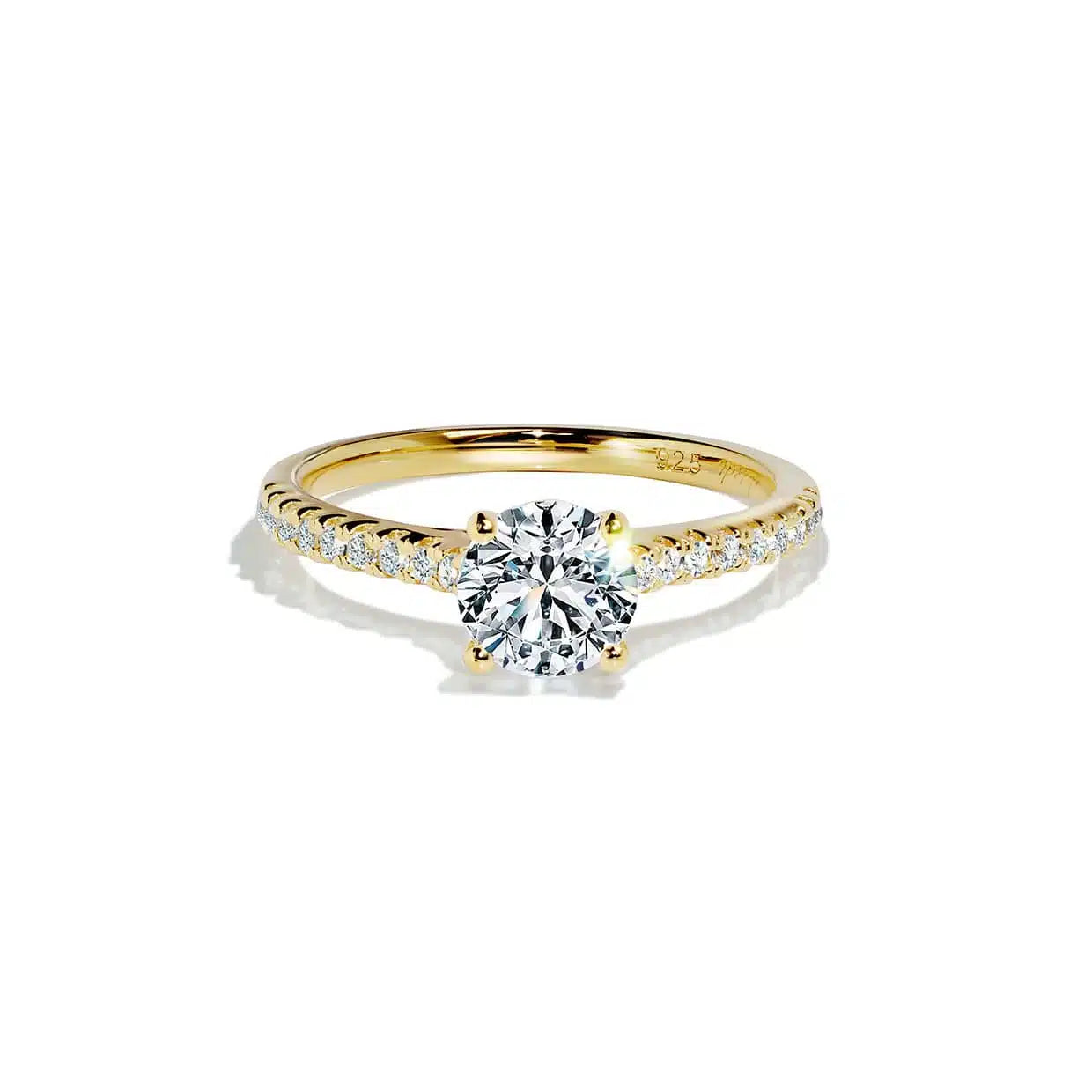 Oxford Solitaire Ring Med Sten I Forgyldt Sterlingsølv - 48