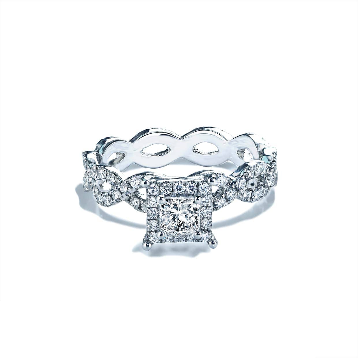 Amalia Eternity Twist Forlovelsesring Med Firkantet Safir Og Diamanter - 14k Guld 66