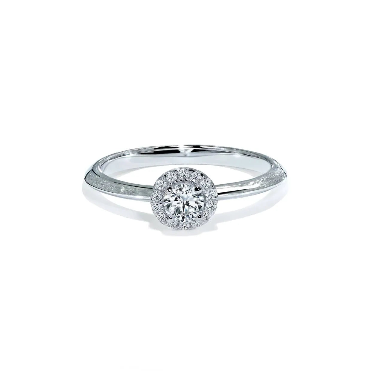Oxford Silver Halo Square Solitaire Ring Med Sten - 48