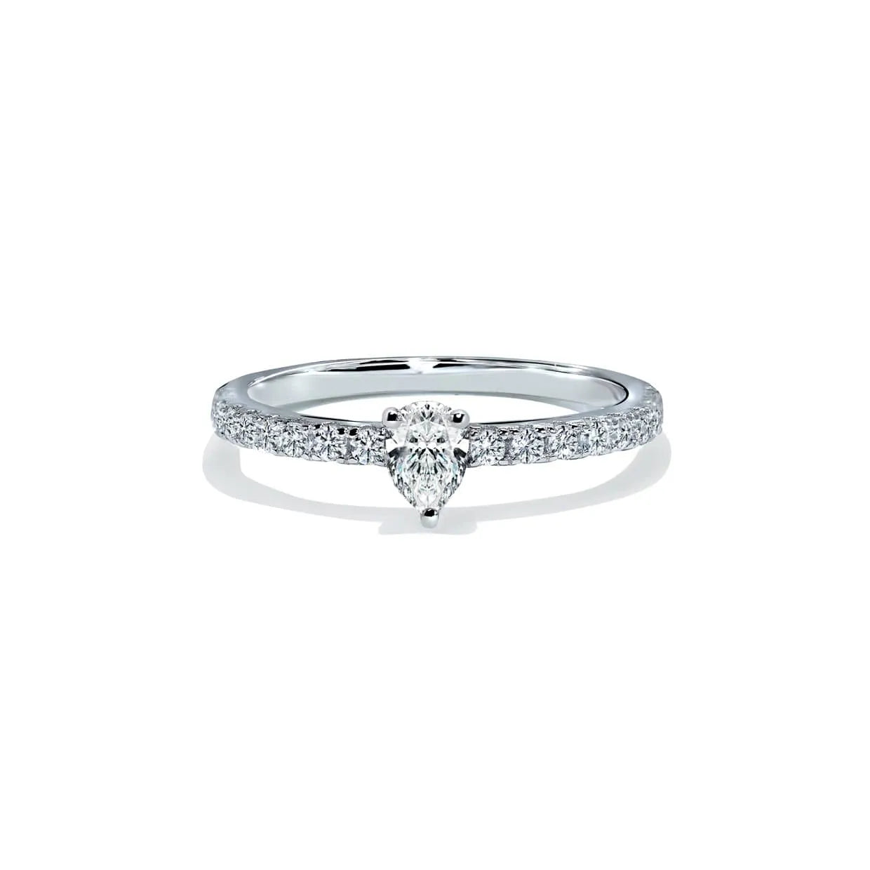 Oxford Silver Pear Solitaire Ring Med Sten - 48