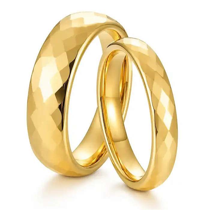 Erato Forlovelse Vielsesring I Forgyldt Tungsten Facet