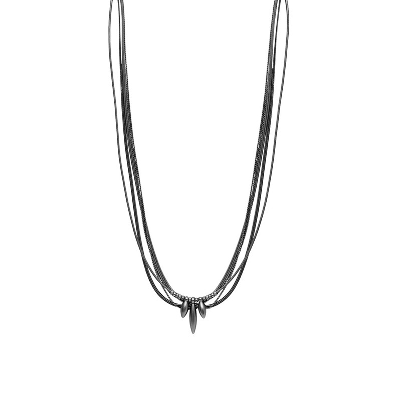 Dansk Copenhagen Halskæde Med Mørk Sølv Og Læder - Daisy Bloom