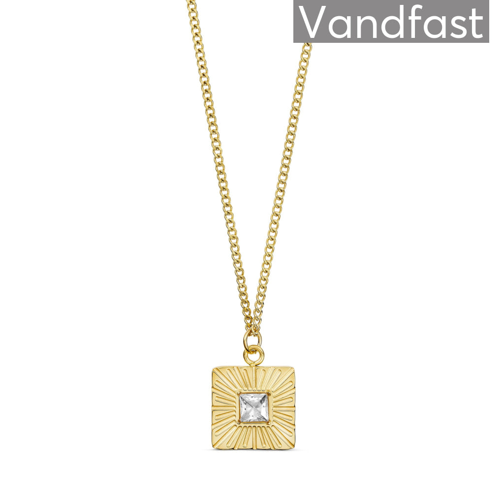 Annebrauner Sun Burst Square Halskæde 18k Guldbelagt