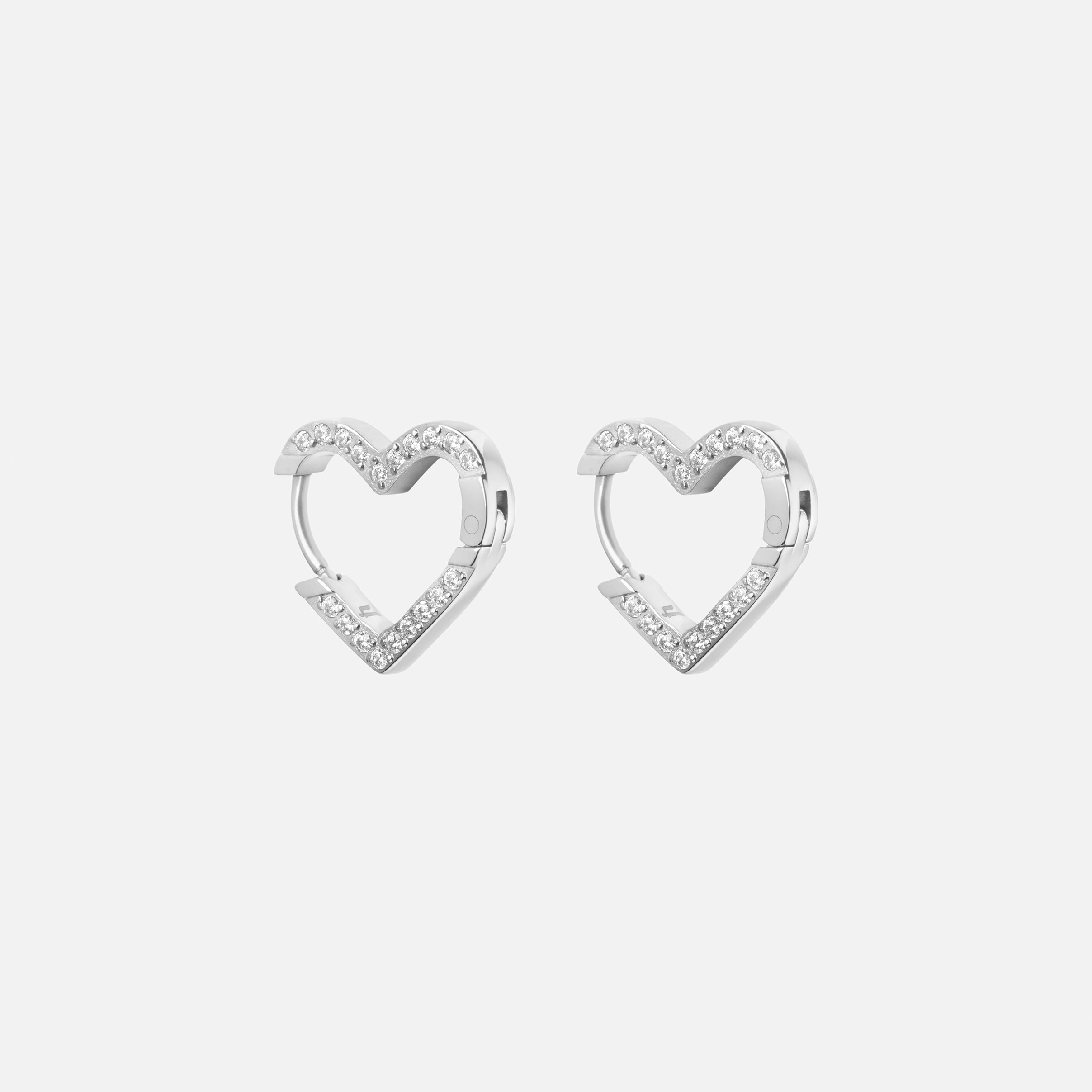 Heart Zirkon Hoops øreringe Sølvfarvet 15mm