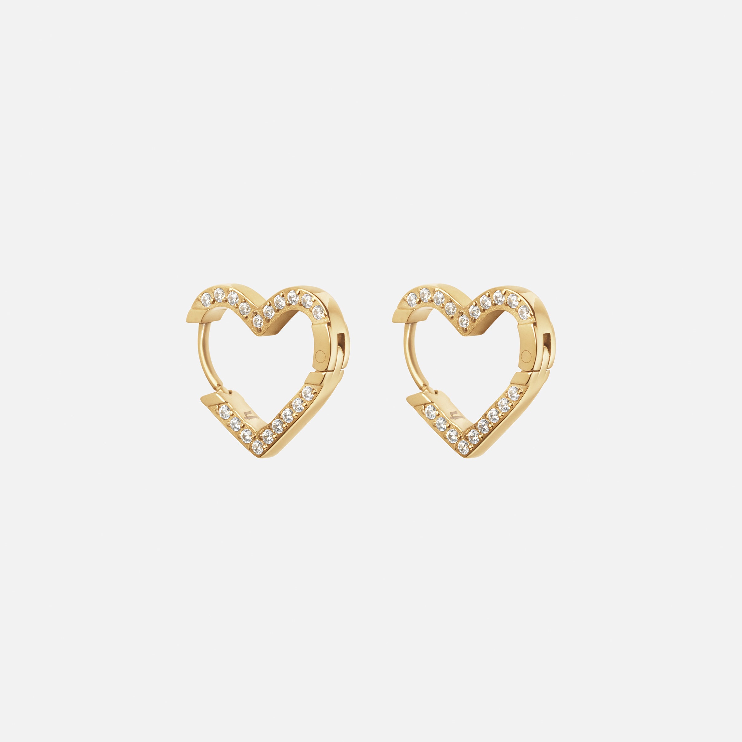 Heart Zirkon Hoops øreringe 18k Guldbelagt 15mm
